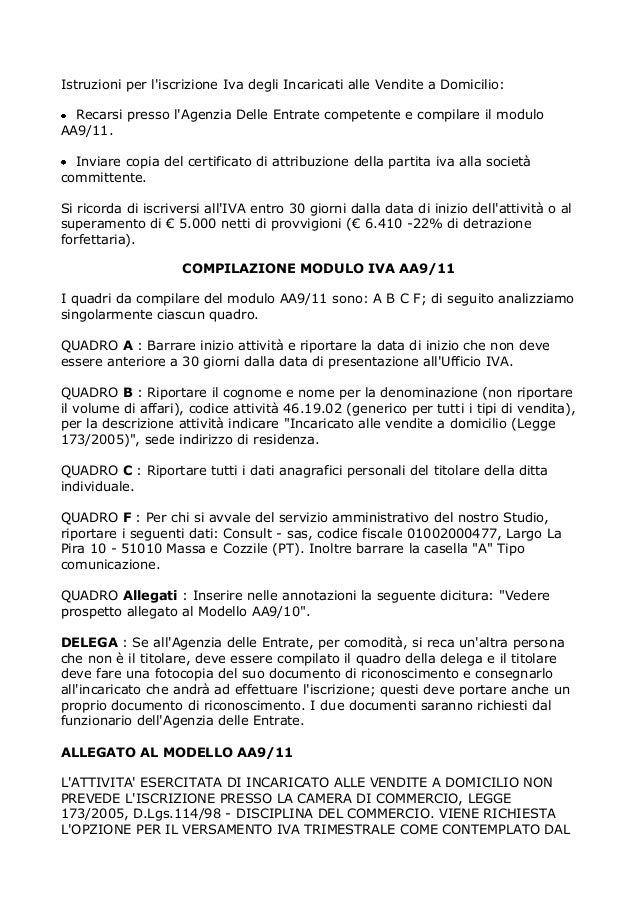 SCARICA MODELLO AA9